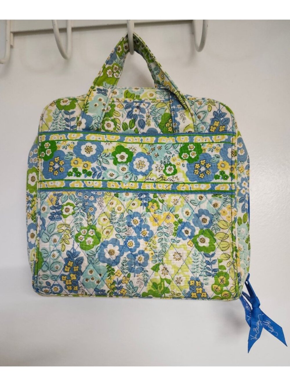 Vera Bradley Toiletry Case Travel Makeup Bag English Meadow Yellow & Blue - Picture 2 of 8
